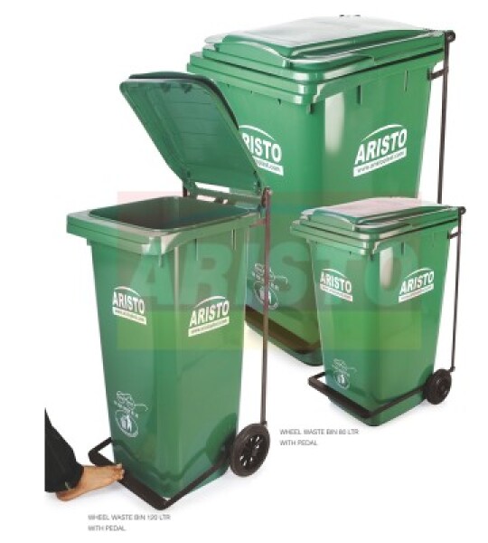 WHEEL WASTE BIN WITH PEDAL